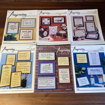 Imaginating Cross Stitch Lot: Legal Pad Lines Paper Clips Rules Blessings SIX - Image 1 of 4