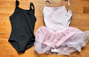 Girls Size I S Ballet Leotards Black & Pink Sleeveless Tank Tutu Capezio Lot - Picture 1 of 3