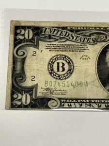 VF 1934 $20 Federal Reserve Note Fr# 2053-B (New York, NY) w/ Mylar Sleeve FRN - Picture 1 of 3
