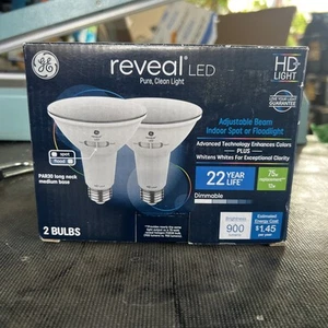 GE Reveal PAR30 LED Light Bulbs 2-Pack 75W 22W Flood/Spot - Picture 1 of 2
