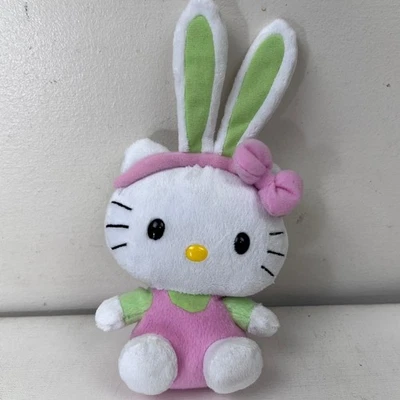 Hello Kitty Plush Bunny Rabbit Ears Pink Overalls Easter Sanrio Stuffed Animal - Image 1 of 4
