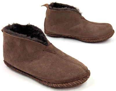 LL Bean Wicked Good Shearling Forrado Mocasín Zapatilla Zapato Mujer 8M Marrón Botín Foto 1 de 4