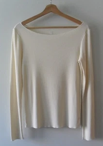10 DAYS - Langarmshirt Boatneck Aus Cremefarbenem Baumwollstoff Größe M 38/40 - Picture 1 of 8