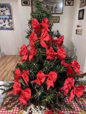 25 arcos preatados de doble cubierta cinta de satén arcos artesanales prefabricados banda de goma corbata Foto 1 de 4