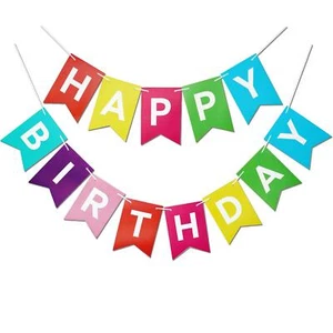 Colorful Happy Birthday Banner Flag Bunting Birthday Party Supplies - Picture 1 of 5