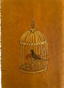 Persian miniature, original painting on paper, couple parrots - Picture 1 of 2