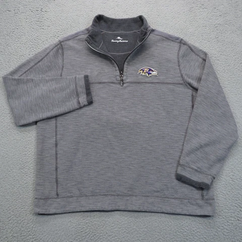 Baltimore Ravens Jacket Mens Extra Large Tommy Bahama Reversible Sweater 1/4 Zip Cover