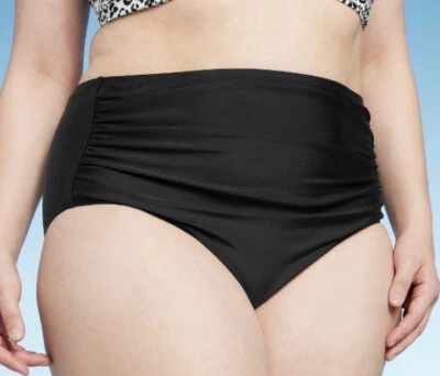 Jaclyn Smith Size 26W High Waist Shirred Swim Bikini Bottom NWT Navy Blue NWT - Image 1 of 4