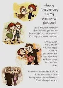 Happy Anniversary To My Wonderful Husband A5 Card Love Wedding Anniversary - Picture 1 of 2