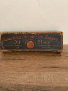 VINTAGE AMERICAN DOUBLE GRIT EMERY OIL STONE IN ORIGINAL BOX! - Bild 1 von 10