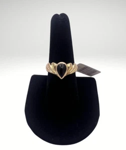 Vintage Shell Design Cabochon Onyx Gold Ring 14KYG - Picture 1 of 7