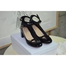 Christian Dior AIME DIOR pumps Ankle strap enamel black size 37 Round toe logo