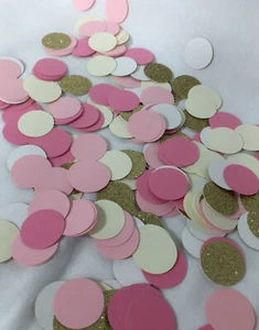 Confetti Hot pink, pink, gold, cream one inch circles | 360 pieces, 0081 - Picture 1 of 5
