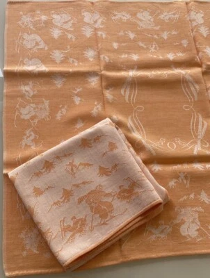 Linge Ancien. serviettes de table anciennes, damassées motif de skieurs/6349M0 - Photo 1/4