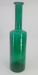 Vintage 11" Emerald Green Hand blown Glass Bottle Vase EUC - Picture 1 of 5