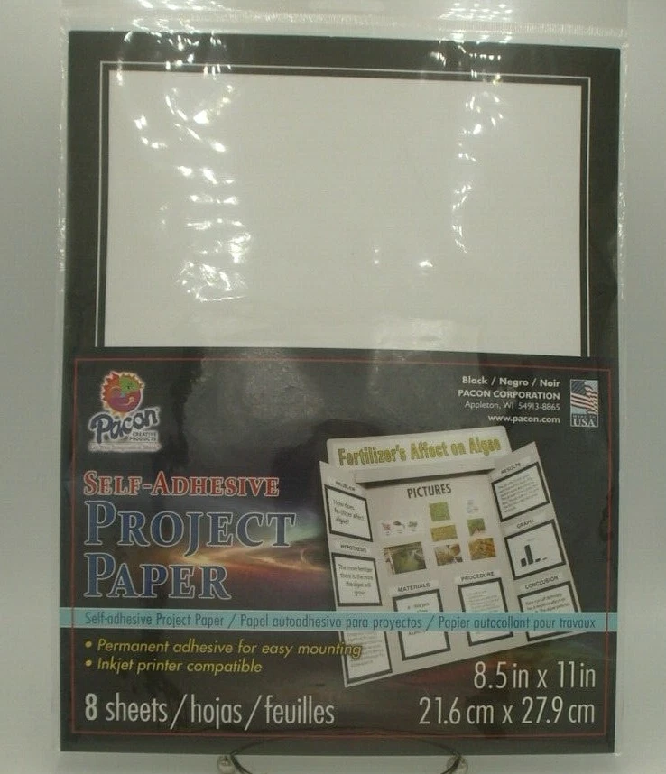 Pacon Self-Adhesive Project Paper, 8 Sheets, 8.5" x 11", Inkjet Compatible, NEW - Image 1 of 1