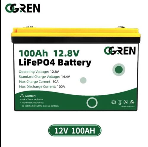 Akumulator LiFePO4 Ogreen® 12V 100Ah 1280Wh z wyświetlaczem LCD BMS do kampera łodzi kamperowej 