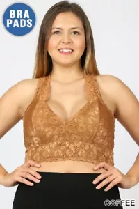š Plus Size Hourglass Lace Bra with Pads Coffee 3XLš - Picture 1 of 2