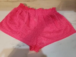 OP lace cover up bottom for swimsuit Hot pink high shorts XL size 15-17 pockets - Picture 1 of 7