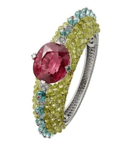 Oval Lab Burmese Ruby Bangle Bracelet 925 Fine Silver Cocktail Party Wear Jewel - Picture 1 of 4