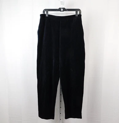 Pantalones informales Karen Scott cintura elástica de terciopelo - negros, grandes #9983 Foto 1 de 4