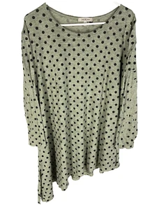 Camicia JESS & JANE taglie forti 2X verde a pois asimmetrica costa estate primavera - Foto 1 di 4