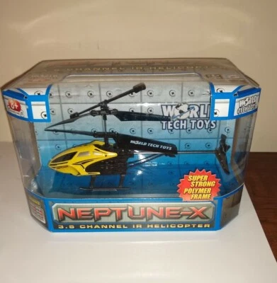 Neptune-X Yellow 3.5 Channel IR Helicopter New in Box by WORLD TECH TOYS - Image 1 of 4