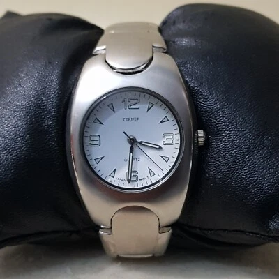 Reloj analógico de cuarzo Terner esfera blanca acero inoxidable correa plateada BATERÍA NUEVA  Foto 1 de 4