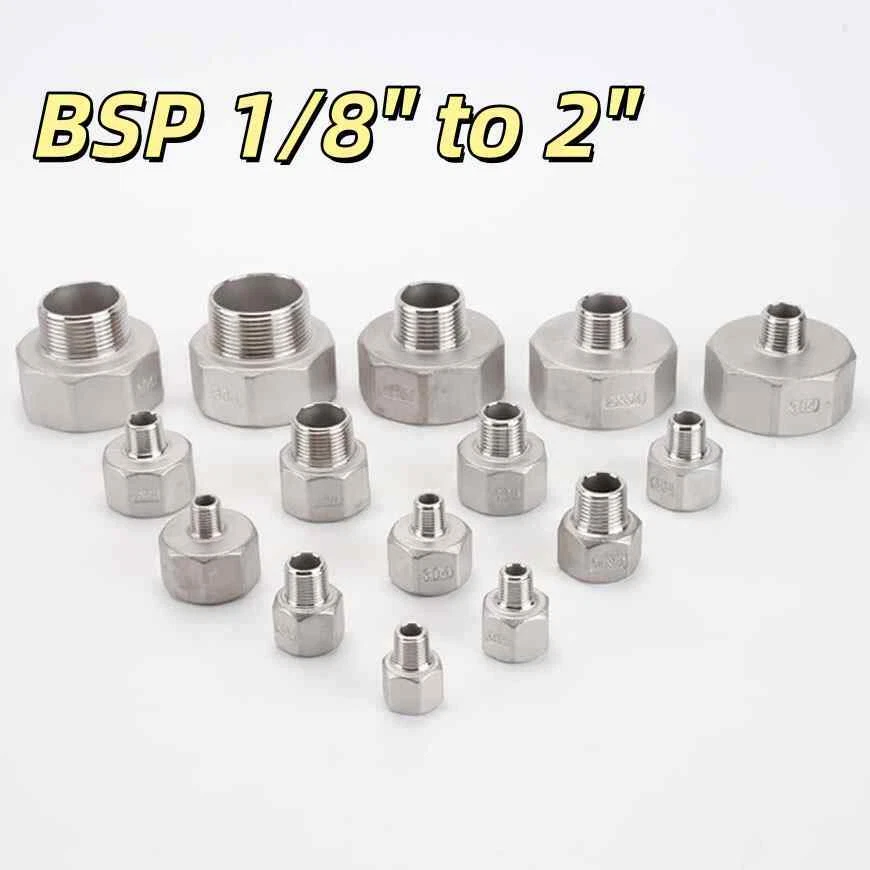 Male/Female 304SS Reducer Pipe Fitting Reducing Adapter Connector BSP 1/8" to 2" - Image 1 of 4