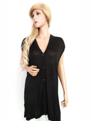 Part two  Größe S/M Schwarz Knopf Tunika Bluse Rayon Kurzarm - Bild 1 von 4