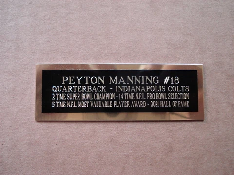 Peyton Manning Football Card Indianapolis Colts Card Plaque Nameplate 1" X 3" Cover