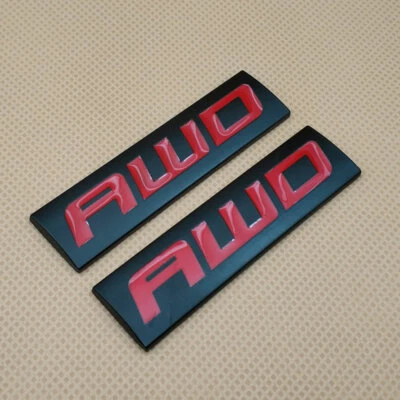 2x Calcomanías de metal para automóvil AWD negro y rojo logotipo emblema maletero guardabarros puerta insignia calcomanía Foto 1 de 4