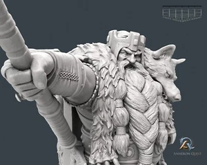 Re nano sotto la montagna miniatura Dwarven King per D&D 5e Pathfinder in 32 mm - Foto 1 di 17