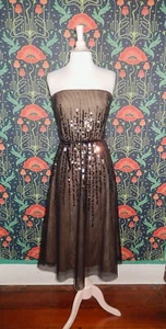 Vintage Y2K Bcbg Max Azria Strapless Sequin Mesh Fit Flare Party Hoco Dress - Picture 1 of 7