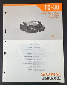 Sony TC-30 Cassette Tape Player Original Factory Service Guide Handbuch - Bild 1 von 3