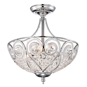 Warehouse of Tiffany Crystal Pendant 3-Light 12.6" Contemporary Hardwired Chrome - Picture 1 of 4