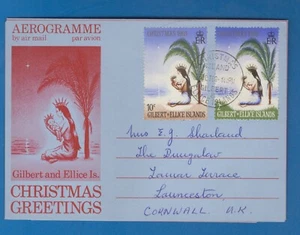 STAMPS GILBERT & ELLICE ISLAND-Aerogramme, Christmas 10c+2c,to England, 1969-# - Picture 1 of 1