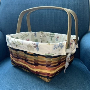 Longaberger Kuchenkorb mit Schutz und Botanical Fields Liner - Bild 1 von 9