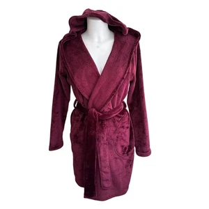 UGG Damen Miranda Kapuze Plüsch Gürtel Bademantel Burgund mit Taschen Größe Small - Bild 1 von 9