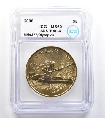2000 Australia 5 Dollar Sydney Olympics Kayaking KM#377 MS69 ICG *7908 - Image 1 of 3