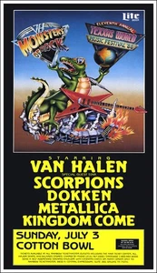 VAN HALEN METALLICA SCORPIONS 1988 Texxas World Music Festival Concert Poster - Picture 1 of 1