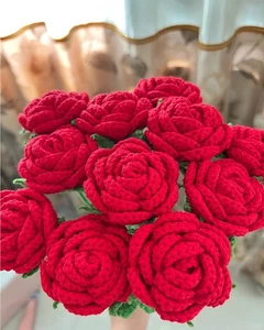 Crochet Flowers, DIY Crochet Flower Bouquet, Finished Handmade Flowers, Artif... - Picture 1 of 6