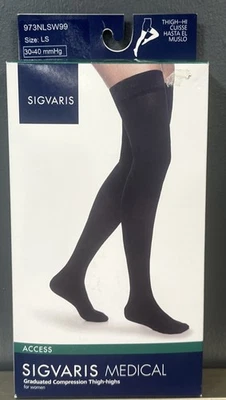 Sigvaris Mujer Compresión Muslo Alto 30-40 Puntera Cerrada NEGRO Grande Corto 970 Foto 1 de 4