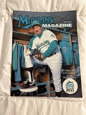 Florida Marlins Magazine Vs Dodgers. 1st Year 1993 Charlie Hough Vol 1 Ed 2 - Image 1 of 2