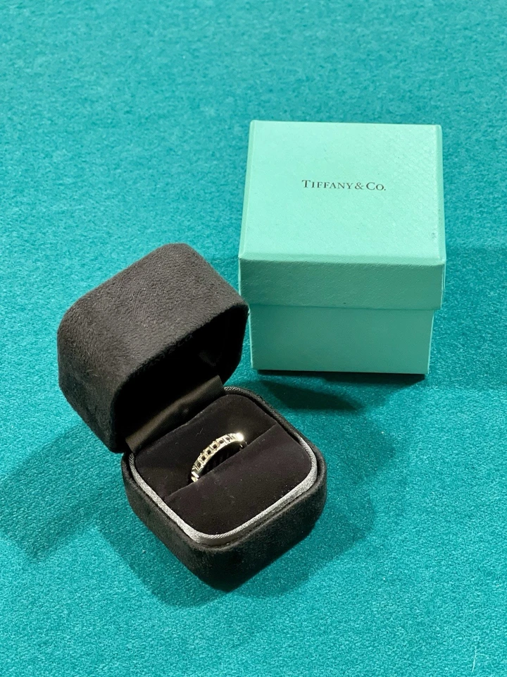 Auténtica Tiffany & Co. Anillo True T Oro Blanco 18k Talla 5.75 Banda Estrecha con Caja Foto 1 de 4