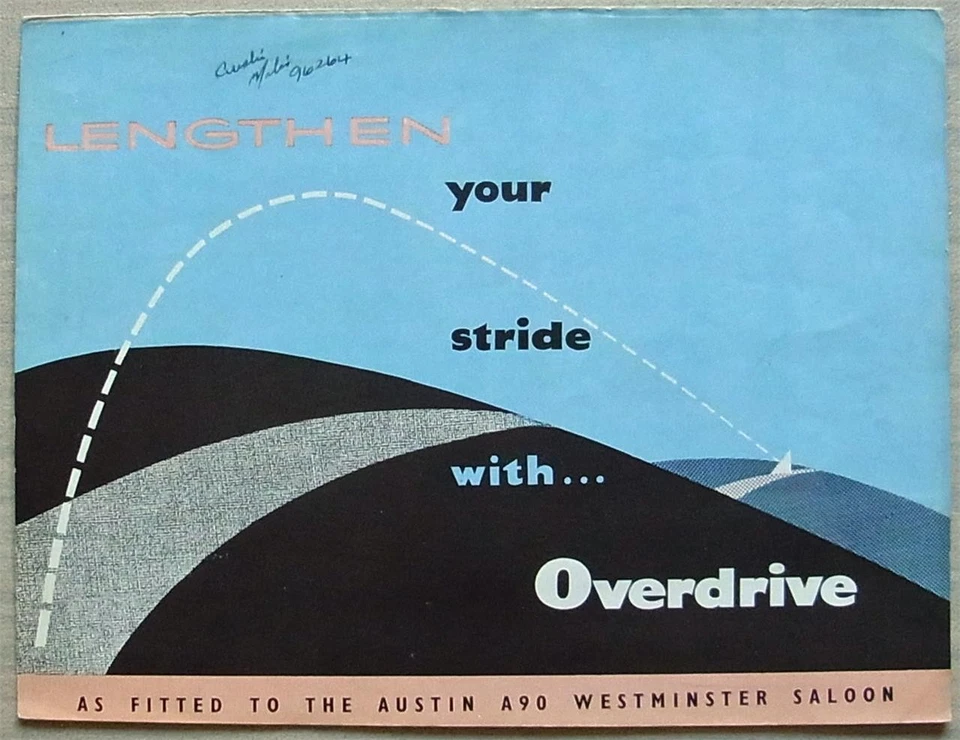 AUSTIN A90 SIX WESTMINSTER SALOON Borg Warner Overdrive Sales Brochure c1954 - Image 1 of 4