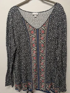 Maglione J Jill Top Donna Extra Large Nero Floreale Manica Lunga Maglia Elasticizzata - Foto 1 di 8