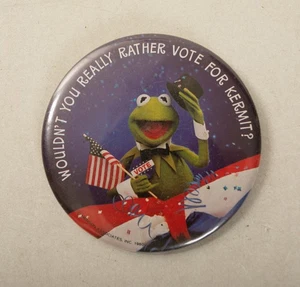 Kermit For President Pinback Button (B9B-46/JSF6) 1980 Henson Associates Reagan - Picture 1 of 7