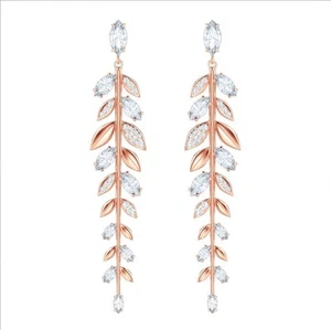 Swarovski Mayfly Pierced Earrings Long Leaves RHS Clear Crystal 5446037 - Picture 1 of 12