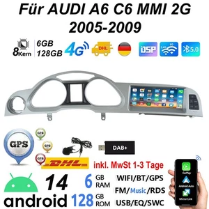 DAB+ Für Audi A6 C6 4F MMI 2G 05-09 8.8" 6+128G Carplay Android 13 Autoradio GPS - Bild 1 von 19